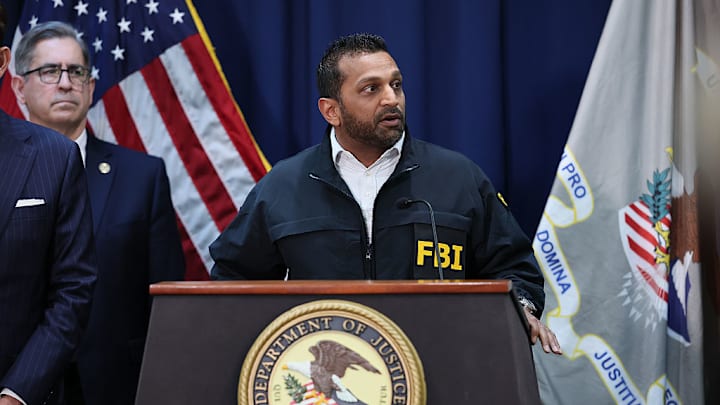 Kash Patel, director del FBI, en conferencia de prensa sobre el tema de las apuestas ilegales en la NBA.