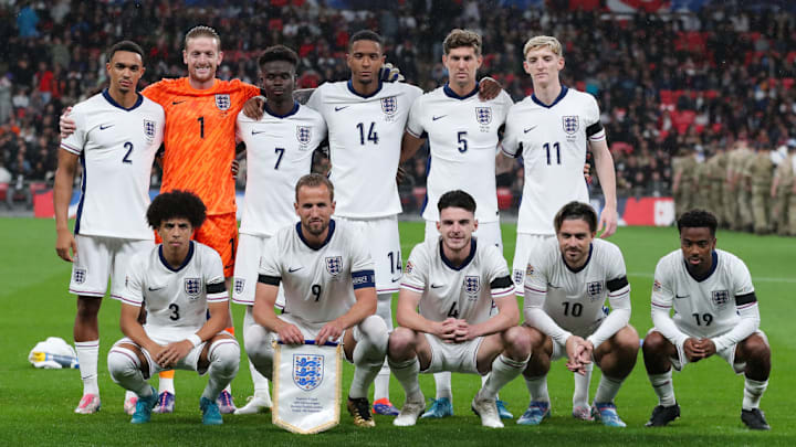 Ezri Konsa, Bukayo Saka, John Stones, Jordan Pickford, Jack Grealish, Angel Gomes, Rico Lewis, Anthony Gordon, Trent Alexander-Arnold, Harry Kane, Declan Rice