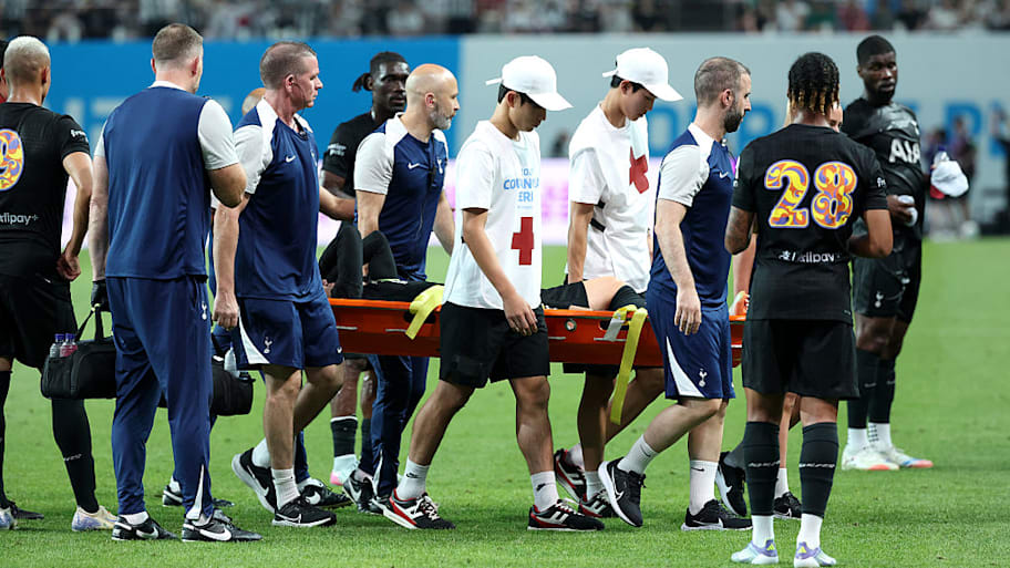 James Maddison was forced off on a stretcher for Spurs. | Chung Sung-Jun/Getty Images