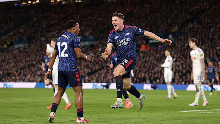 Viktor Gyoekeres celebra su tanto en la goleada del Arsenal sobre el Leeds.