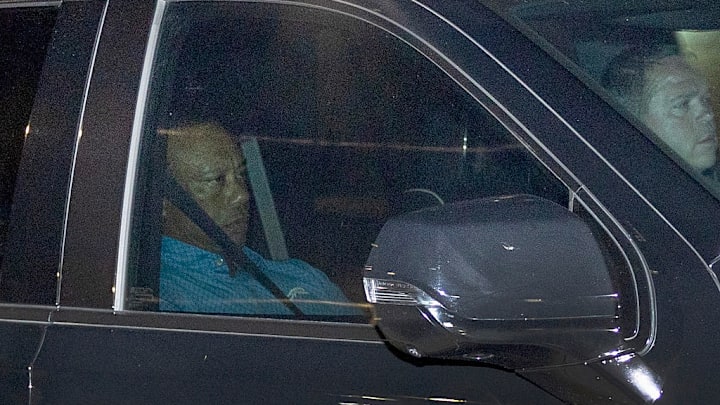 Tiger Woods captado después de ser arrestado tras su accidente.