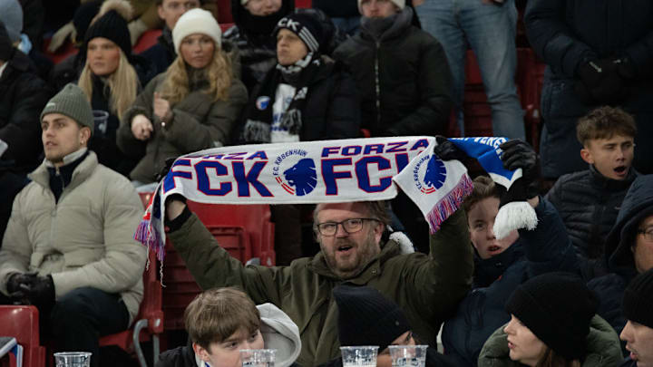 Fans of F.C. Copenhagen seen before the UEFA Europa...
