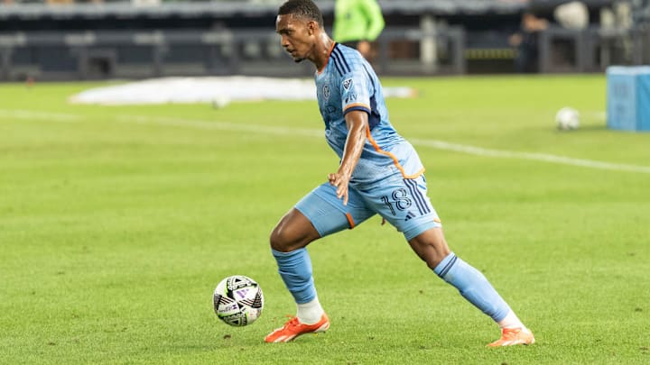 Christian McFarlane (18) of NYCFC in action during the...