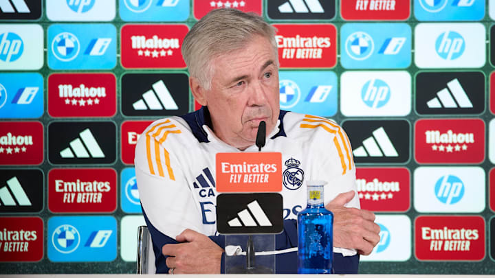 Carlo Ancelotti, the head coach of Real Madrid CF speaks...