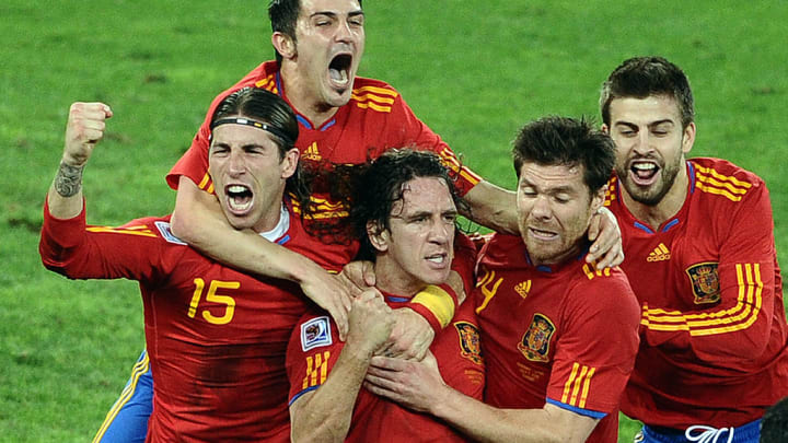 (From L) Spain's defender Sergio Ramos,