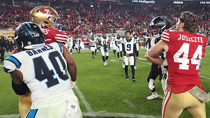 Jauan Jennings and Tre’von Moehrig got into it after the 49ers-Panthers game.