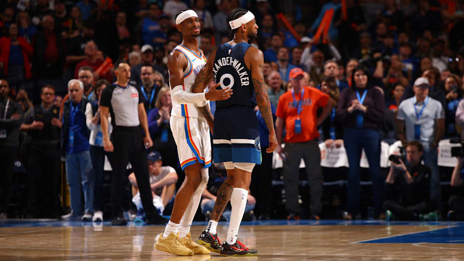 Shai Gilgeous-Alexander and Nickeil Alexander-Walker on February 24, 2025. | Zach Beeker/NBAE via Getty Images