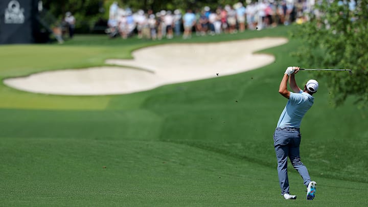 Scottie Scheffler plays a hole at Quail Hollow Country Club on May 13, 2025. Scottie Scheffler plays a hole at Quail Hollow Country Club on May 13, 2025.