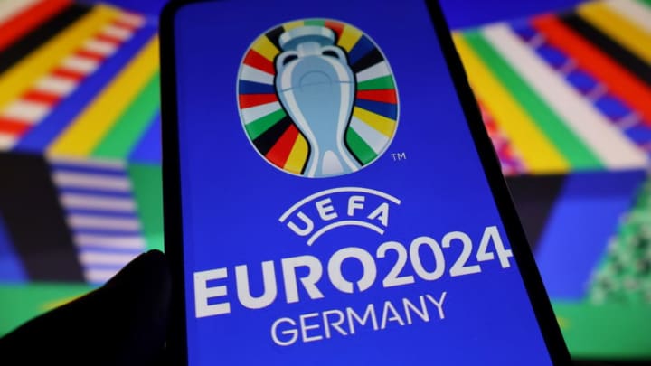 In this photo illustration, a UEFA Euro 2024 logo seen...