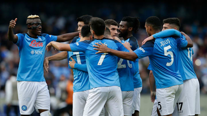 SSC Napoli's Polish midfielder Piotr Zielinski (hidden)...