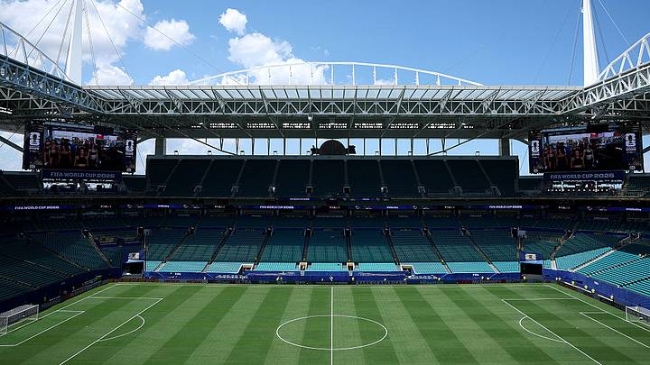 Vista panorámica del Hard Rock Stadium en Miami Gardens, momentos previos al histórico enfrentamiento del Grupo H de la Copa del Mundo 2026 entre Uruguay y Cabo Verde Vista panorámica del Hard Rock Stadium en Miami Gardens, momentos previos al histórico enfrentamiento del Grupo H de la Copa del Mundo 2026 entre Uruguay y Cabo Verde
