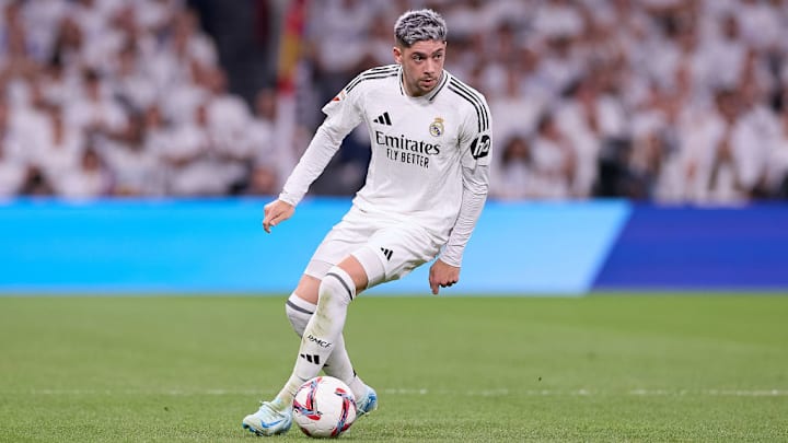 Federico Valverde of Real Madrid CF seen in action during...