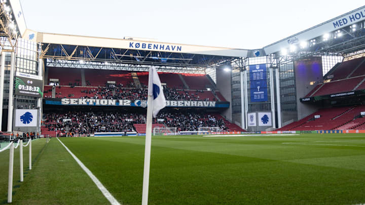 General view inside the stadium prior to the UEFA Conference...