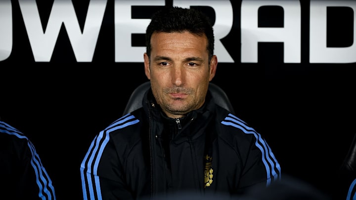 Lionel Scaloni Head Coach of Argentina seen in action during...