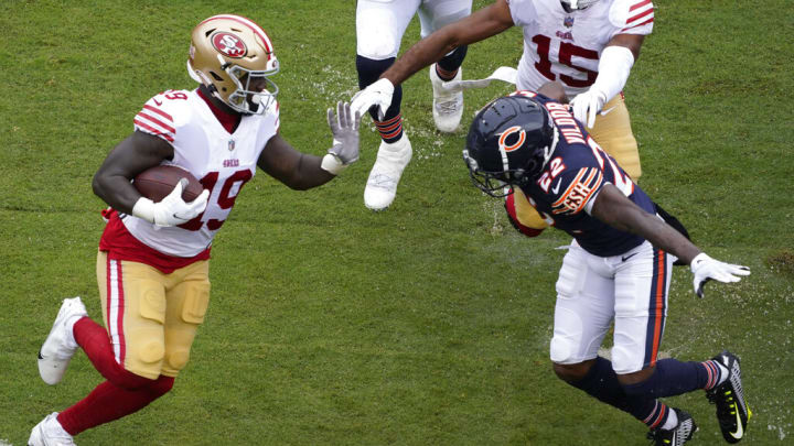 Deebo Samuel trucked a Chicago Bears defender to score in Week 1 for the San Francisco 49ers. Deebo Samuel trucked a Chicago Bears defender to score in Week 1 for the San Francisco 49ers.
