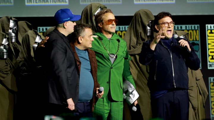 Kevin Feige, Joe Russo, Robert Downey Jr., Anthony Russo