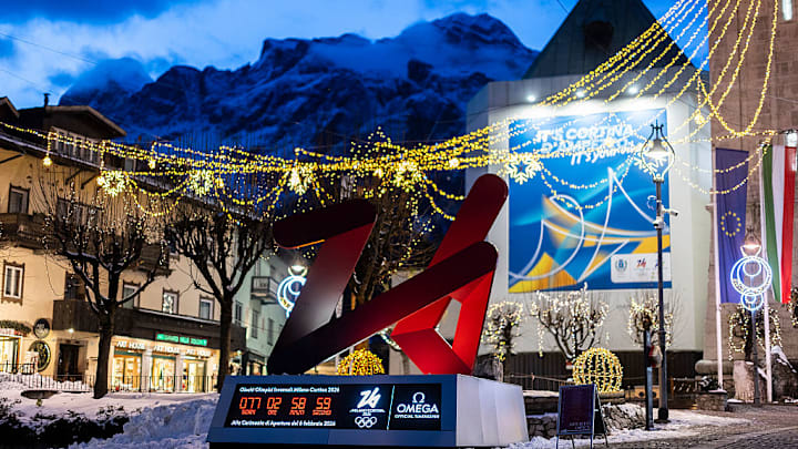 La cuenta regresiva para los Juegos de Invierno, en Cortina d'Ampezzo, Italia.