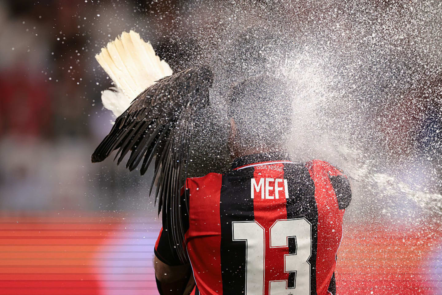 OGC Nice’s eagle mascot gets a surprise shower
