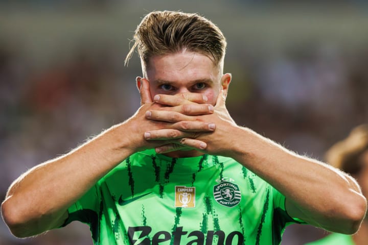 Viktor Gyokeres (Sporting CP) celebrates after scoring goal...