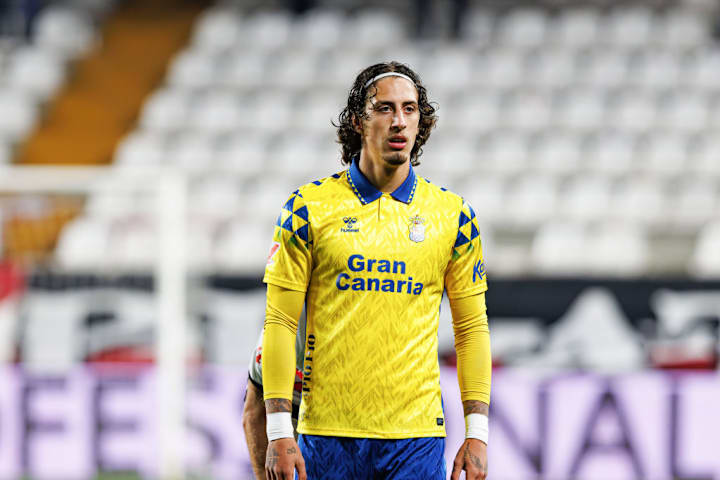 Fabio Silva (UD Las Palmas) terlihat beraksi selama LaLiga...