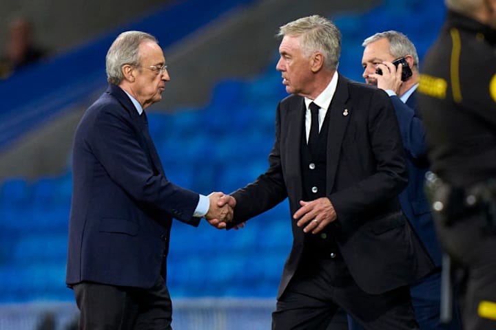 Principal coach of Ancelotti, Florentino Pérez, President of Real Madrid CF