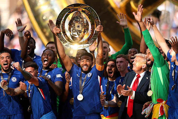 Donald Trump was on the stage as Chelsea lifted the Club World Cup.