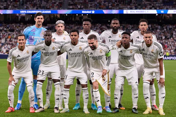 Real Madrid CF Starting XI lines up during the 2024/2025...