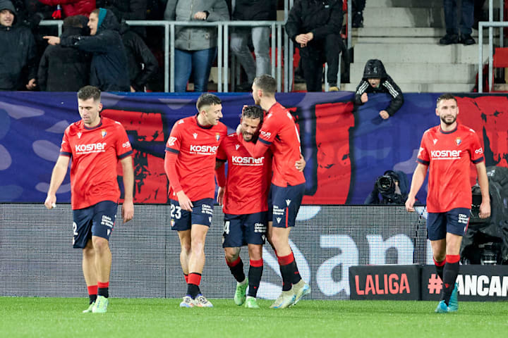 CA Osasuna celebrates a goal during the Spanish football of...