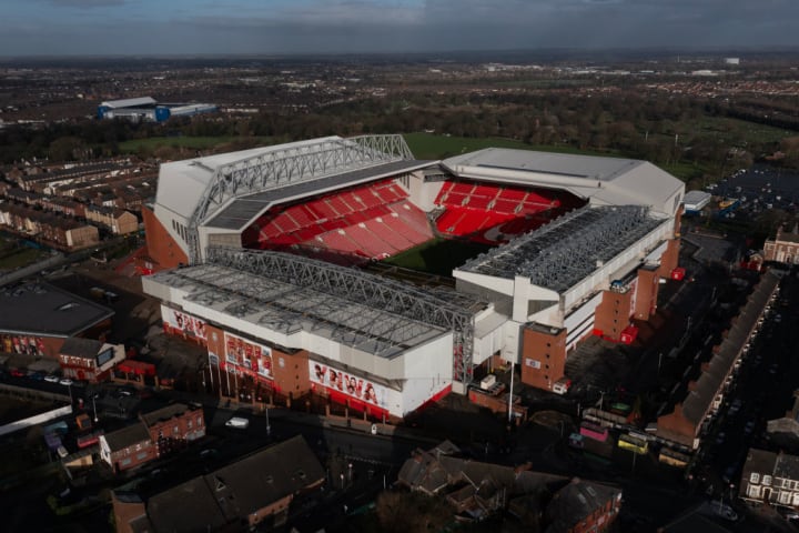 Aerial Views Of Anfield Stadium