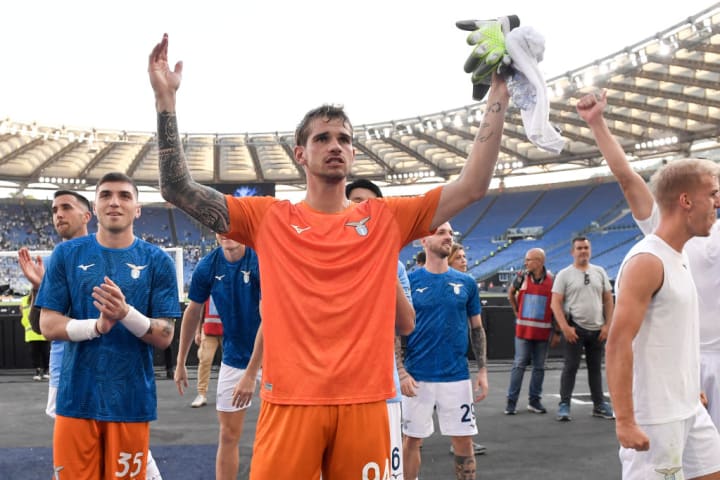 Ivan Provedel of SS Lazio celebrates at the end of the Serie...