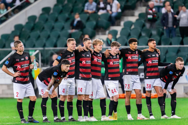 Players of FC Midtjylland are seen during the UEFA Europa...