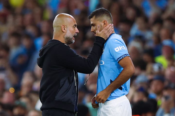 Pep Guardiola mit Mittelfeldstar Rodri