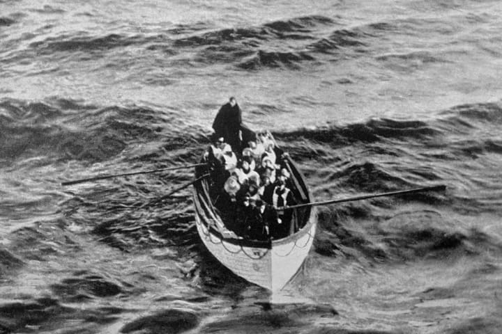 Titanic Survivors in Lifeboat