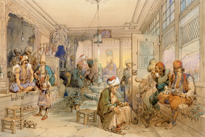 A Coffee House, Constantinople by Amadeo Preziosi