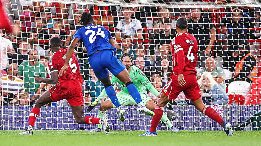 Antoine Semenyo (centre) scoring for Bournemouth.