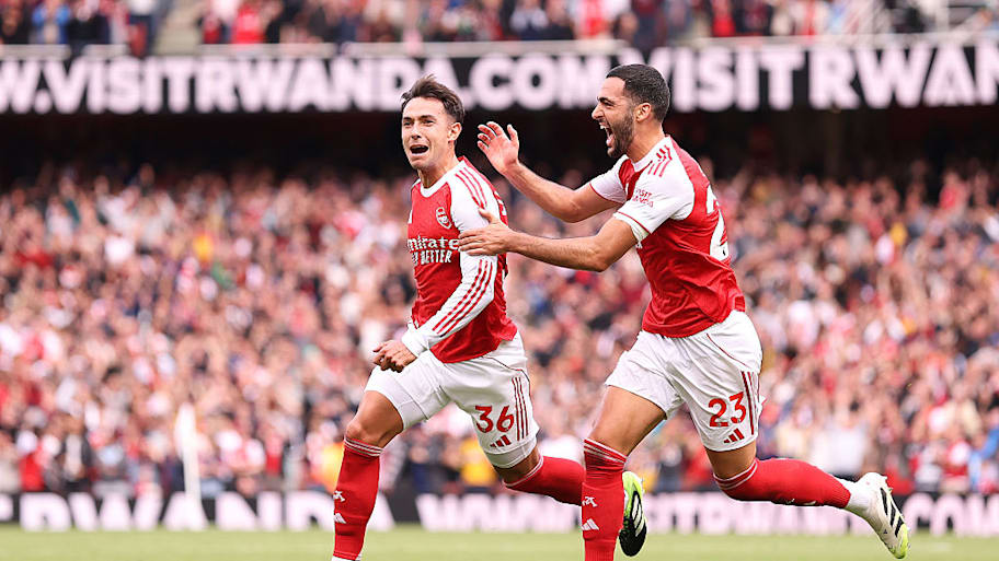 Martín Zubimendi celebrates scoring for Arsenal