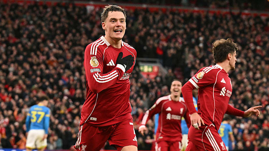 Florian Wirtz celebrates scoring his first Liverpool goal