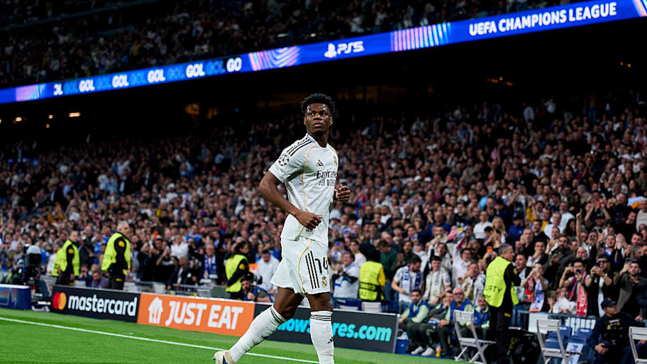 Aurélien Tchouaméni celebrates for Real Madrid
