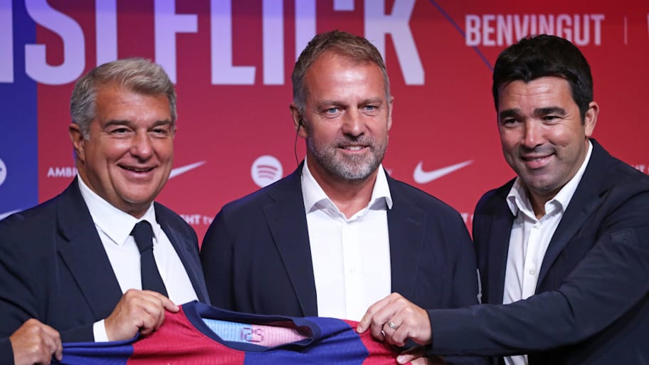 Joan Laporta, Hansi Flick, Deco. 