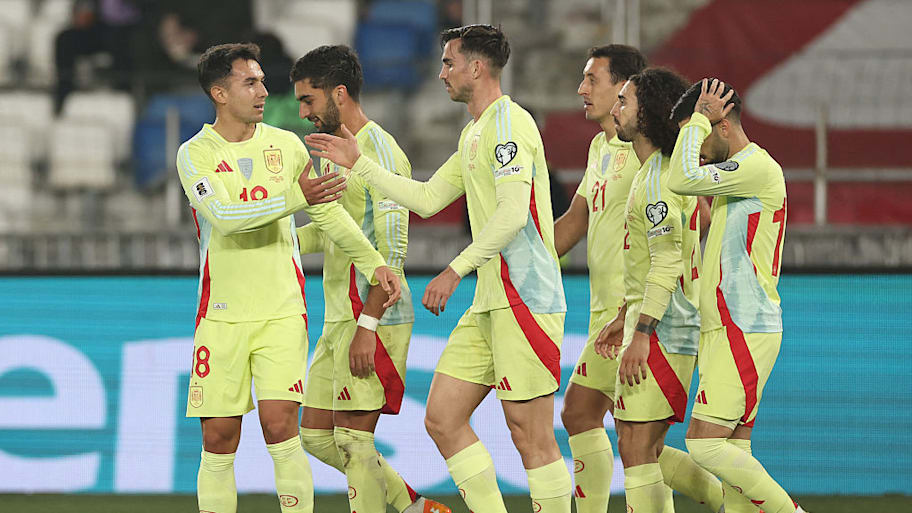 Spain players celebrate