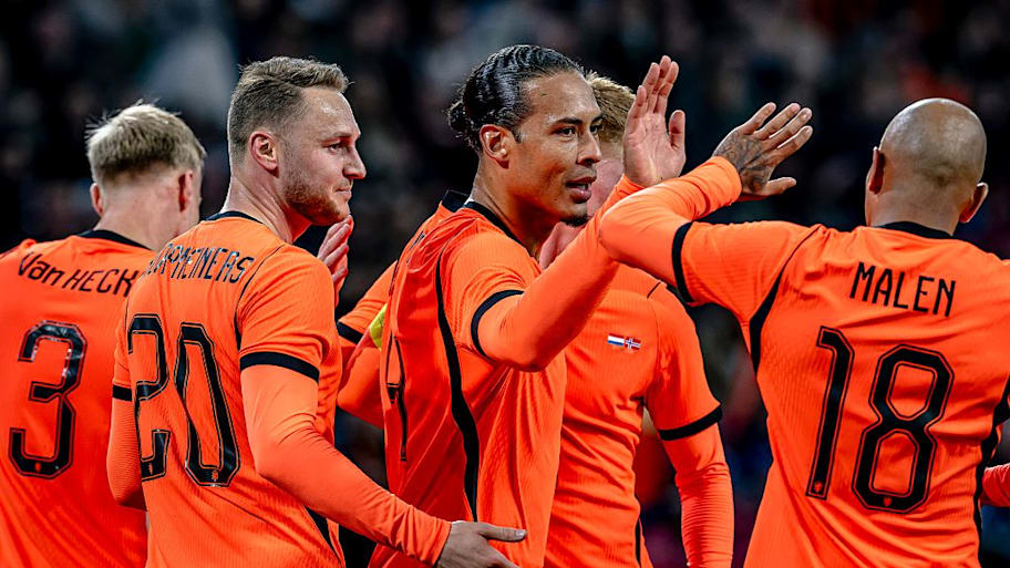 The Netherlands players celebrate