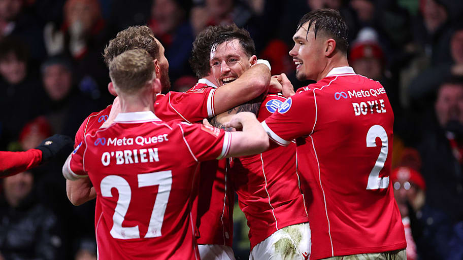 Wrexham celebrate against Nottingham Forest.