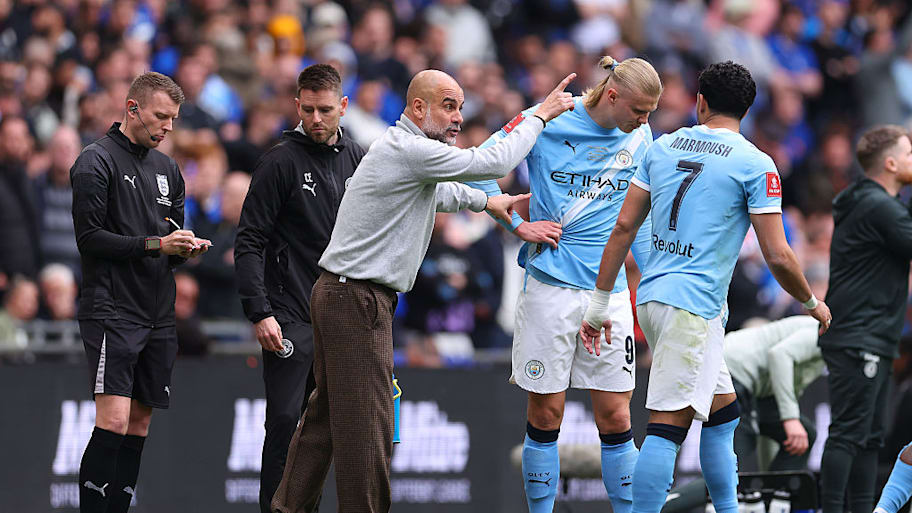 Pep Guardiola, Omar Marmoush, Erling Haaland