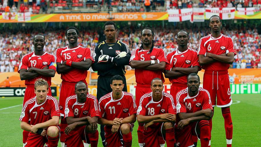 Trinidad and Tobago line up ahead of their World Cup clash with England.