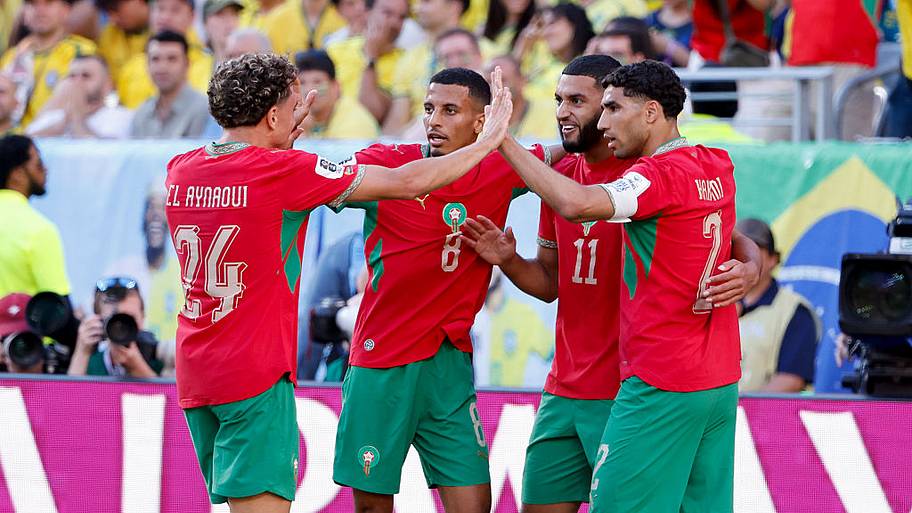 Morocco celebrate goal vs. Brazil