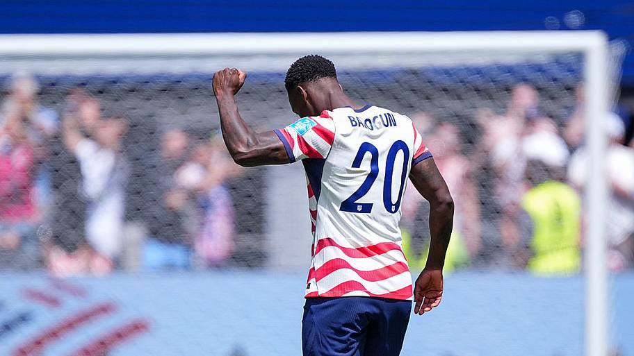 Balogun celebrating