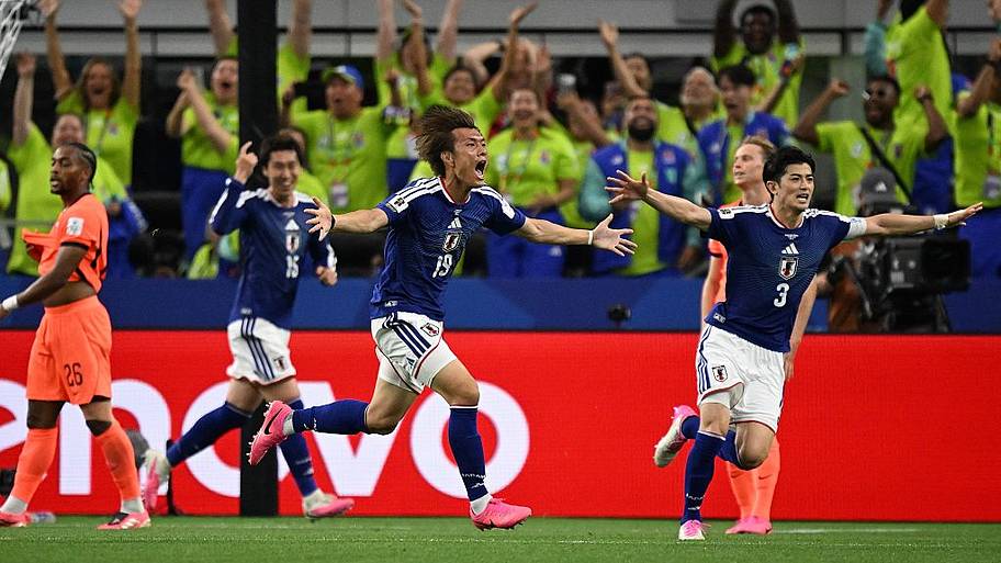 Japan celebrate vs. Netherlands