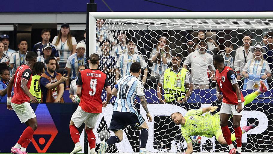 Lionel Messi scores against Austria.