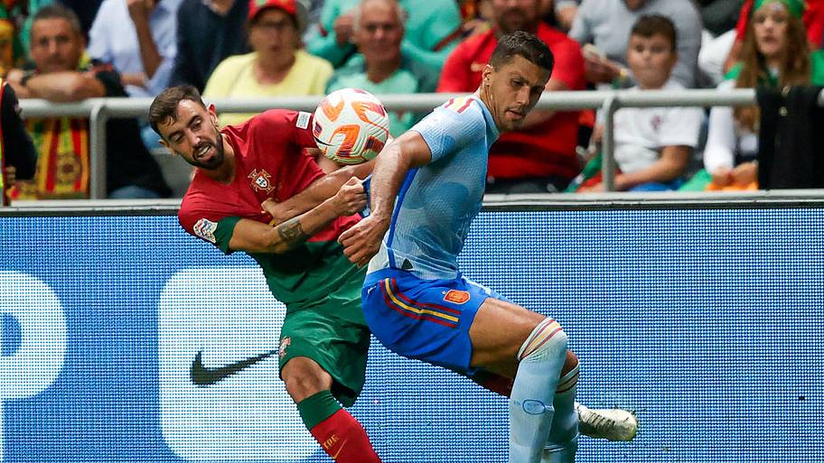 Bruno Fernandes and Rodri in Portugal vs. Spain