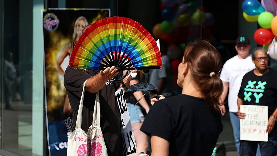 Protesters ahead of a Fever-Lynx game